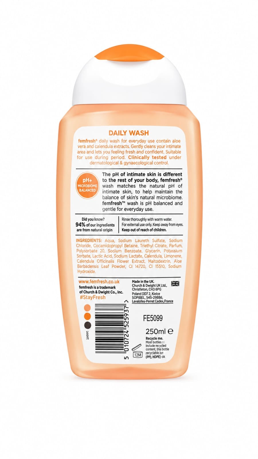 غسول يومي للمناطق الحساسة بخلاصة الألوفيرا والكاليندولا من فيم فريش (Femfresh Daily Intimate Wash)