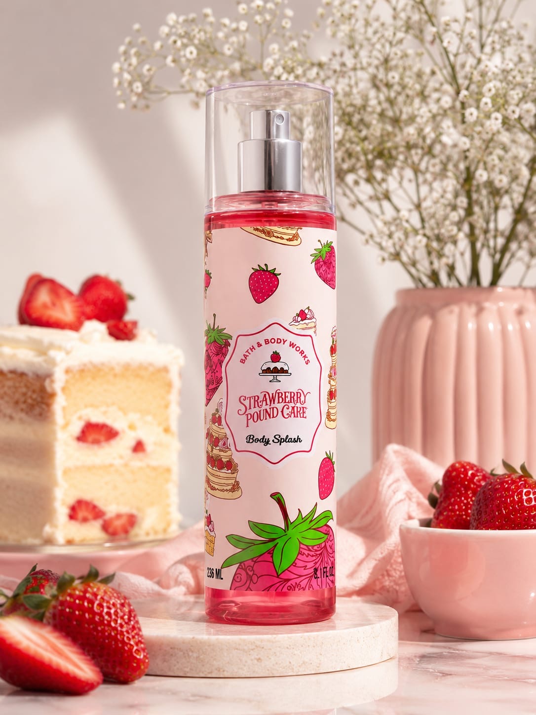 بادي سبلاش Strawberry Pound Cake من باث & بودي وركس – 236 مل